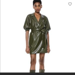 Alice and Olivia Maureen vegan leather mini dress